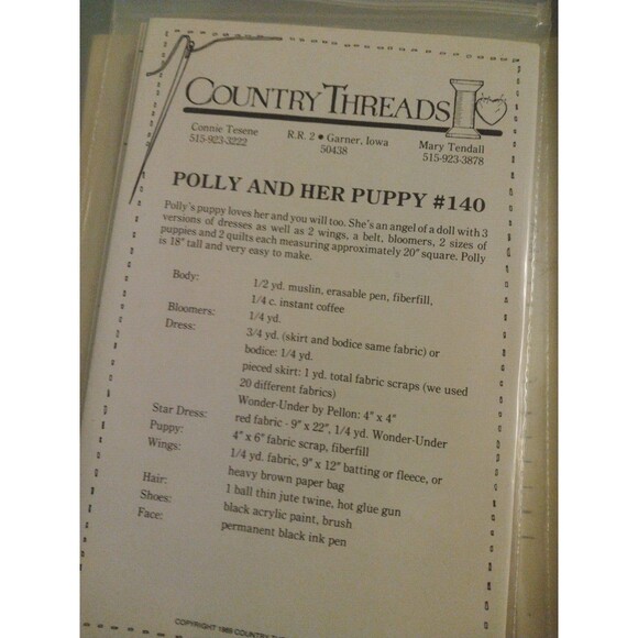 Country Threads Polly & Her Puppy Pattern #140 - Picture 2 of 2